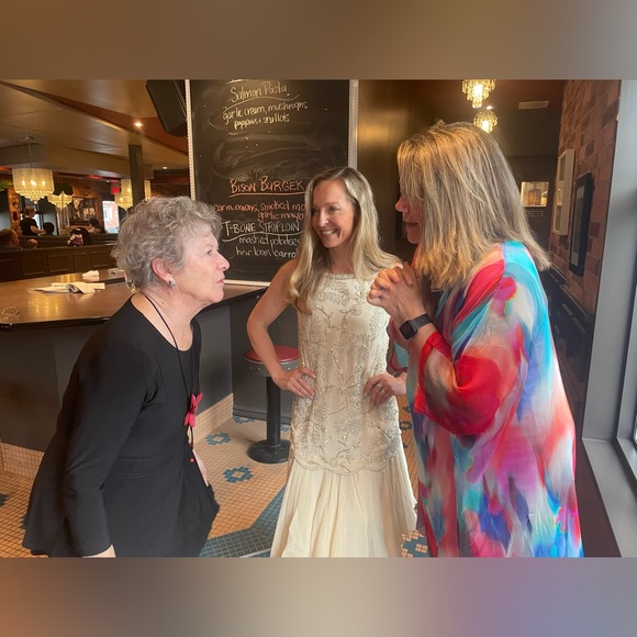 Vintage Cream Chiffon Beaded Evening Dress - Picture 9 of 11